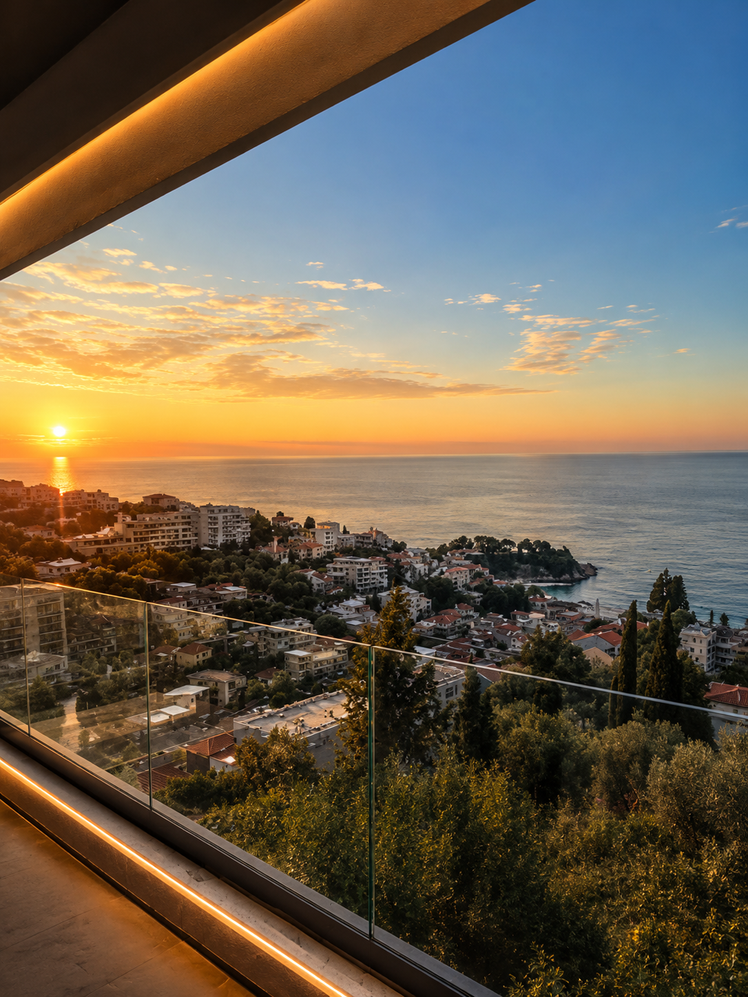 Sunset view over Ulcinj from balcony